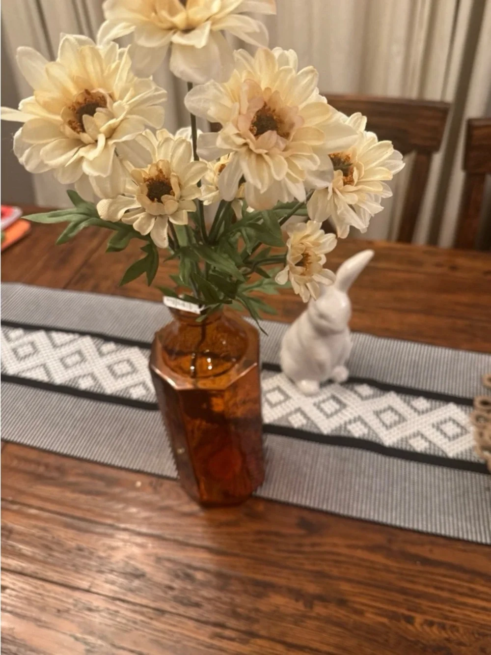 Octagonal Amber Glass Bottle Vase Large-Hearth & Hand with Magnolia